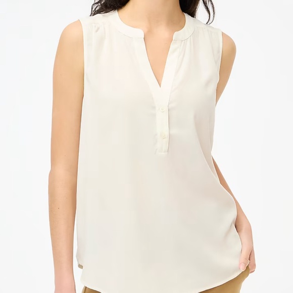 NWT J Crew Factory Ivory Sleeveless V-neck popover top SZ various - Picture 1 of 8